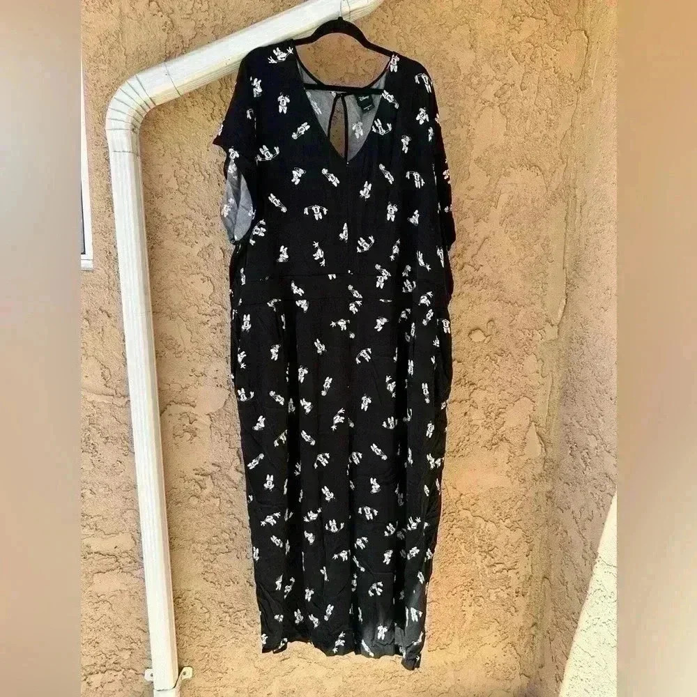 Disney Minnie Mouse Black Challis Culotte Jumpsuit size 6